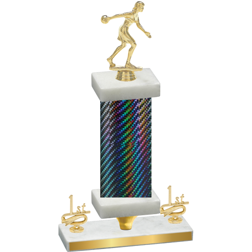 Premium Single Black Carbon Fiber First Place Bowling Trophy