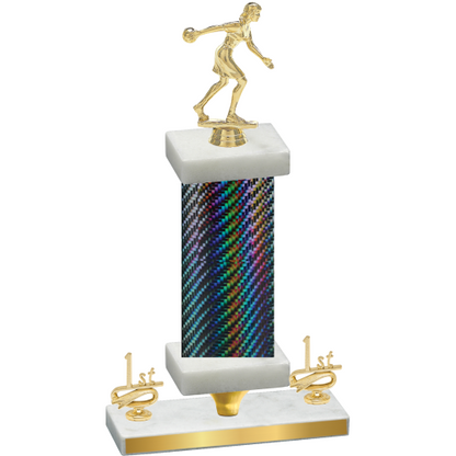 Premium Single Black Carbon Fiber First Place Bowling Trophy