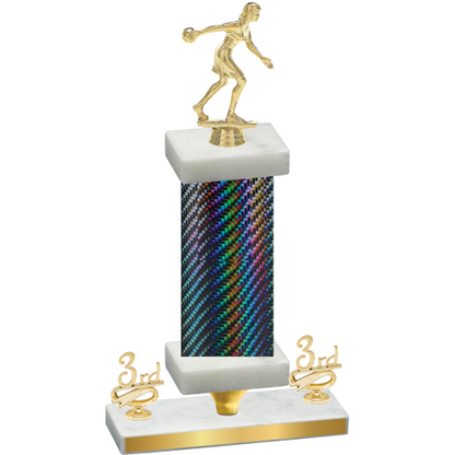 Premium Single Black Carbon Fiber Third Place Bowling Trophy