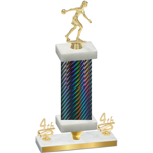 Premium Single Black Carbon Fiber Fourth Place Bowling Trophy