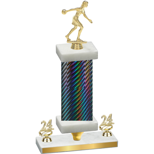 Premium Single Black Carbon Fiber Year Bowling Trophy