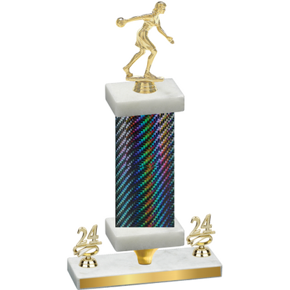 Premium Single Black Carbon Fiber Year Bowling Trophy