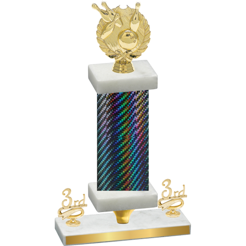 Premium Single Black Carbon Fiber Third Place Bowling Trophy