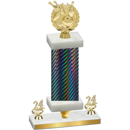 Premium Single Black Carbon Fiber Year Bowling Trophy