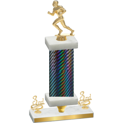 Premium Single Black Carbon Fiber Third Place Football Trophy