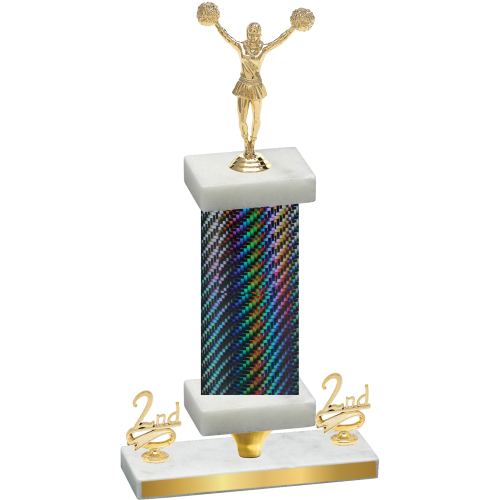Premium Single Black Carbon Fiber Second Place Cheerleading Trophy