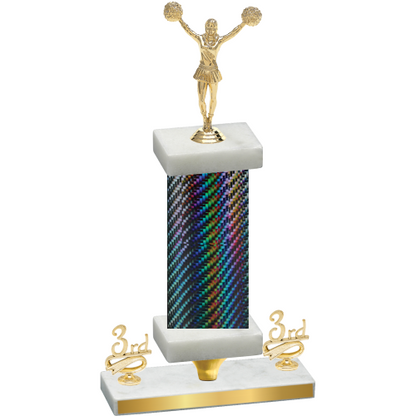 Premium Single Black Carbon Fiber Third Place Cheerleading Trophy