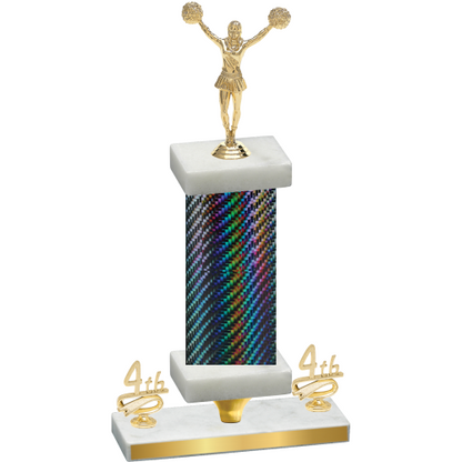 Premium Single Black Carbon Fiber Fourth Place Cheerleading Trophy