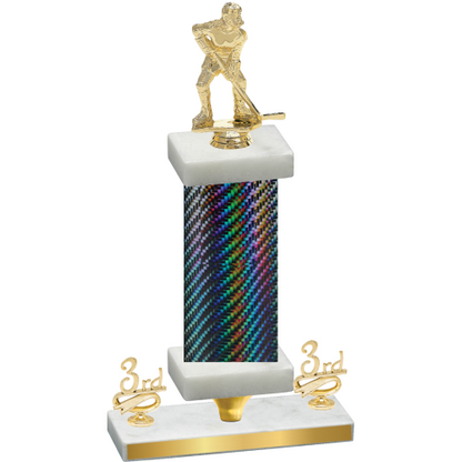 Premium Single Black Carbon Fiber Third Place Hockey Trophy