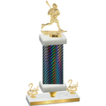 Premium Single Black Carbon Fiber Second Place Lacrosse Trophy