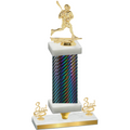 Premium Single Black Carbon Fiber Third Place Lacrosse Trophy