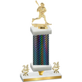 Premium Single Black Carbon Fiber Year Lacrosse Trophy