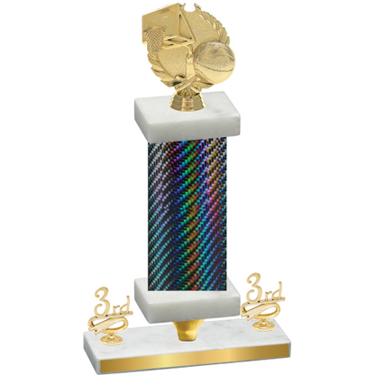 Premium Single Black Carbon Fiber Third Place Basketball Trophy