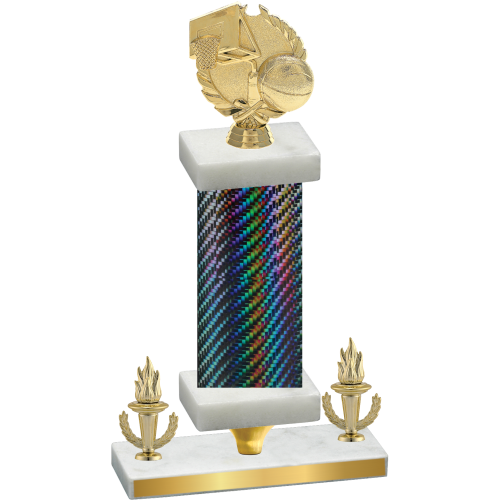 Premium Single Black Carbon Fiber Victory Basketball Trophy
