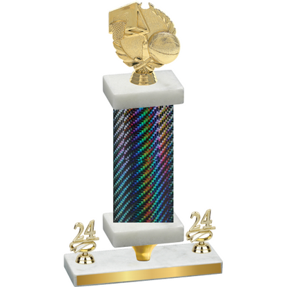 Premium Single Black Carbon Fiber Year Basketball Trophy