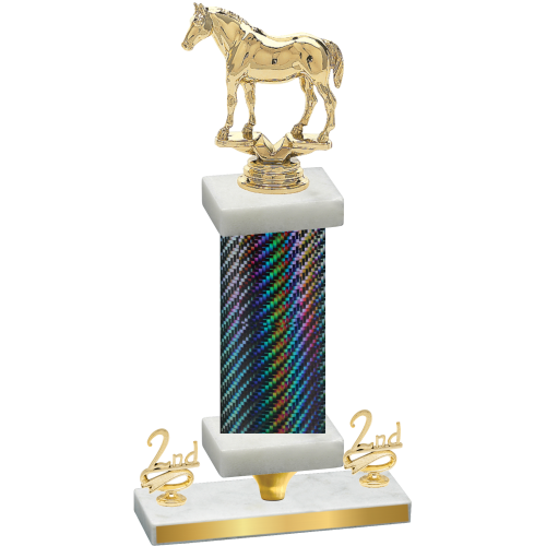 Premium Single Black Carbon Fiber Second Place Horses Trophy