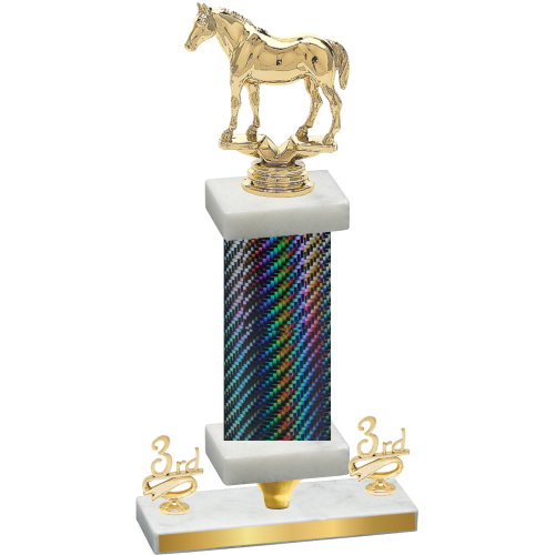 Premium Single Black Carbon Fiber Third Place Horses Trophy