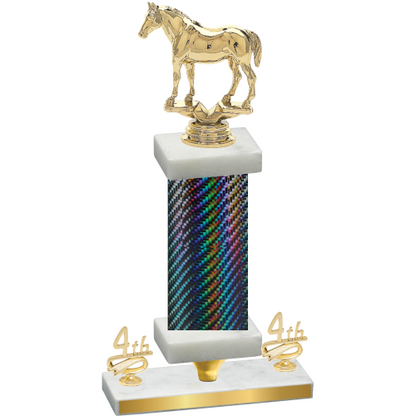 Premium Single Black Carbon Fiber Fourth Place Horses Trophy