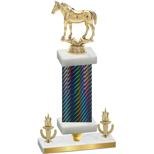 Premium Single Black Carbon Fiber Victory Horses Trophy