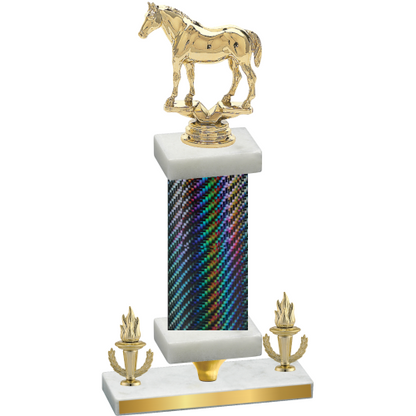 Premium Single Black Carbon Fiber Victory Horses Trophy
