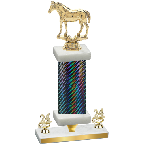 Premium Single Black Carbon Fiber Year Horses Trophy
