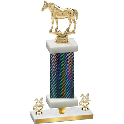 Premium Single Black Carbon Fiber Year Horses Trophy