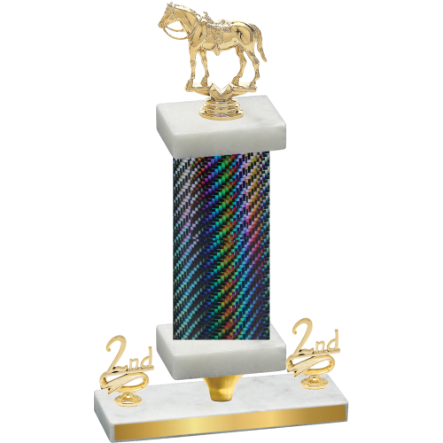 Premium Single Black Carbon Fiber Second Place Horses Trophy