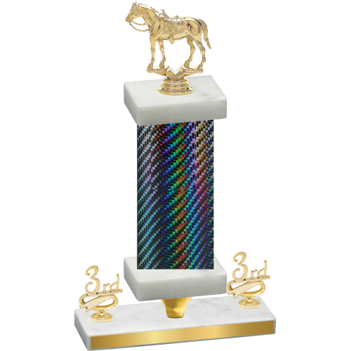 Premium Single Black Carbon Fiber Third Place Horses Trophy