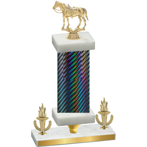 Premium Single Black Carbon Fiber Victory Horses Trophy