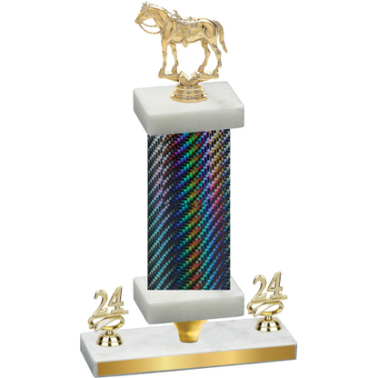 Premium Single Black Carbon Fiber Year Horses Trophy