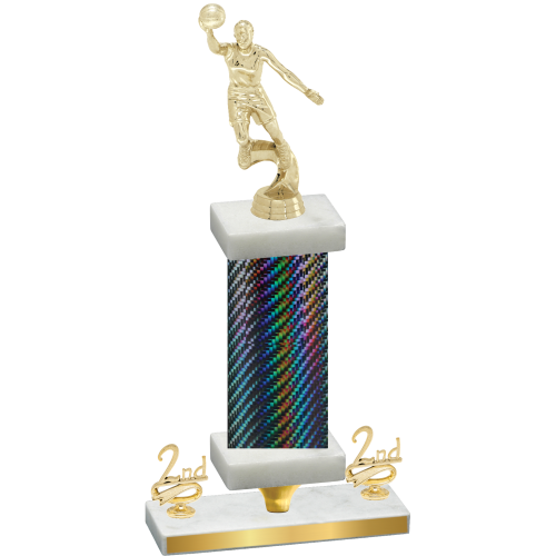 Premium Single Black Carbon Fiber Second Place Basketball Trophy