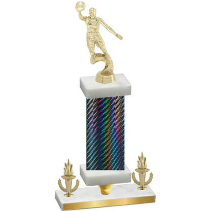 Premium Single Black Carbon Fiber Victory Basketball Trophy