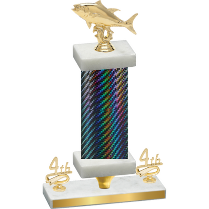 Premium Single Black Carbon Fiber Fourth Place Fishing Trophy