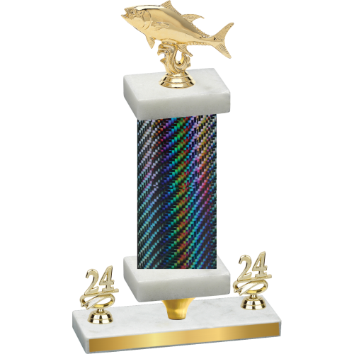 Premium Single Black Carbon Fiber Year Fishing Trophy