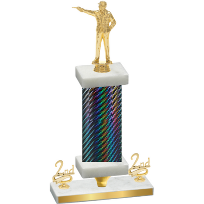 Premium Single Black Carbon Fiber Second Place Shooter Trophy
