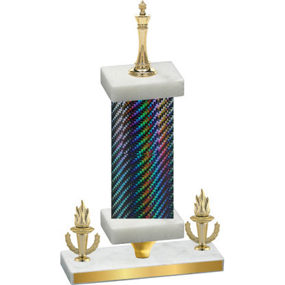 Premium Single Black Carbon Fiber Victory Chess Trophy