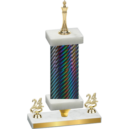 Premium Single Black Carbon Fiber Year Chess Trophy