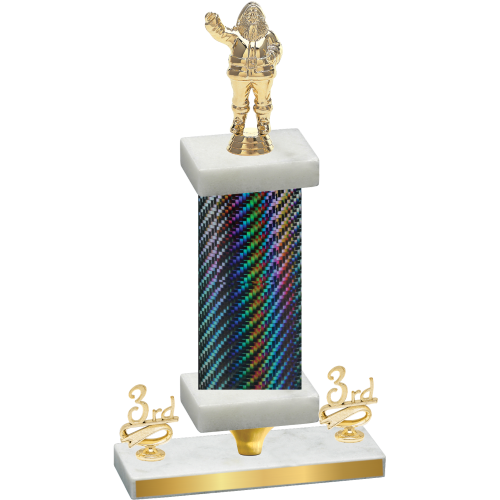 Premium Single Black Carbon Fiber Third Place Holiday Trophy