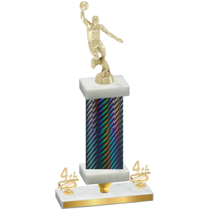 Premium Single Black Carbon Fiber Fourth Place Basketball Trophy