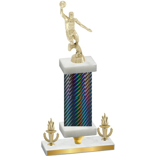 Premium Single Black Carbon Fiber Victory Basketball Trophy