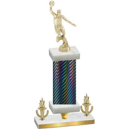 Premium Single Black Carbon Fiber Victory Basketball Trophy