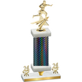 Premium Single Black Carbon Fiber Year Flag Football Trophy