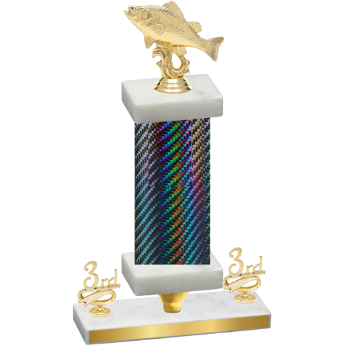 Premium Single Black Carbon Fiber Third Place Fishing Trophy