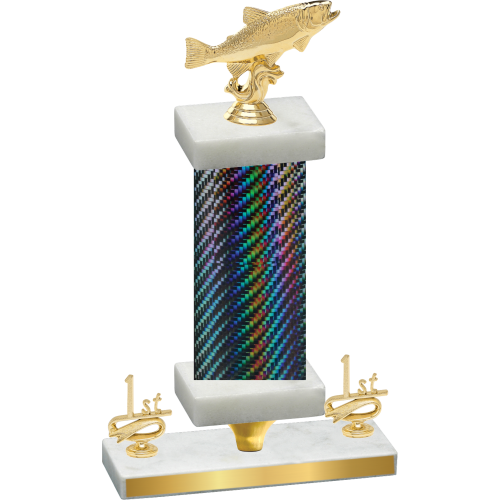 Premium Single Black Carbon Fiber First Place Fishing Trophy