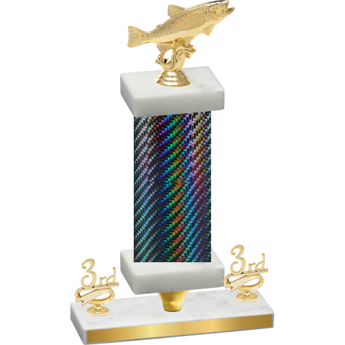 Premium Single Black Carbon Fiber Third Place Fishing Trophy
