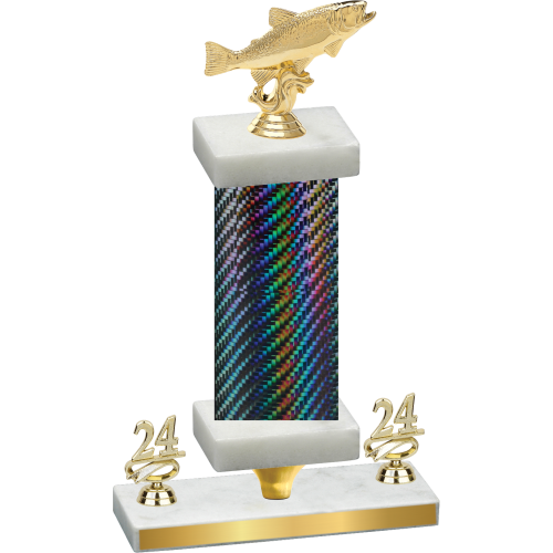 Premium Single Black Carbon Fiber Year Fishing Trophy