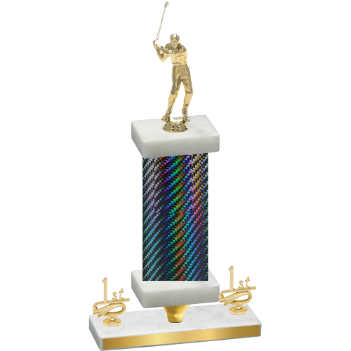 Premium Single Black Carbon Fiber First Place Golf Trophy