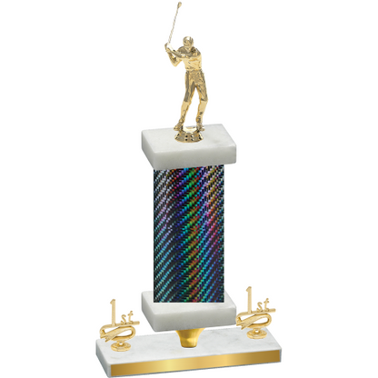Premium Single Black Carbon Fiber First Place Golf Trophy