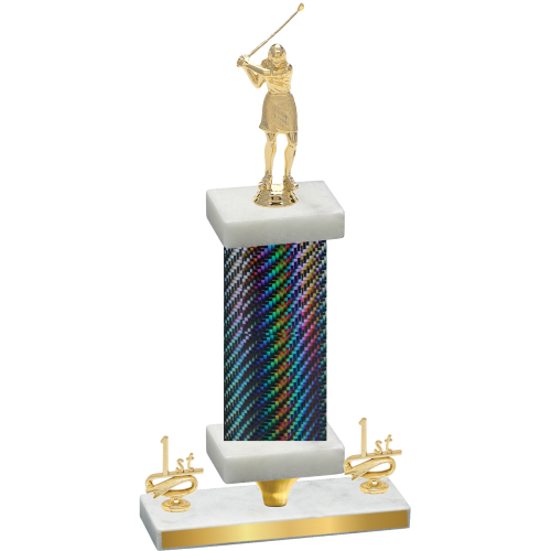 Premium Single Black Carbon Fiber First Place Golf Trophy