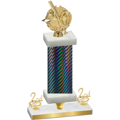 Premium Single Black Carbon Fiber Second Place Baseball Trophy